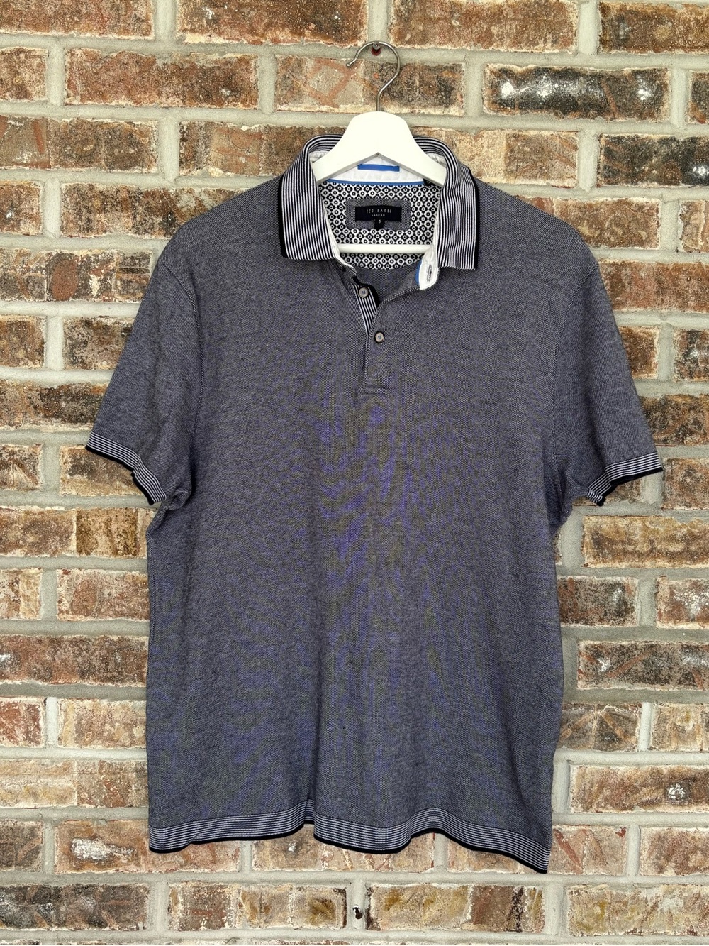 Ted Baker London Men’s Polo Shirt Gray Textured 100% Cotton Size Small
